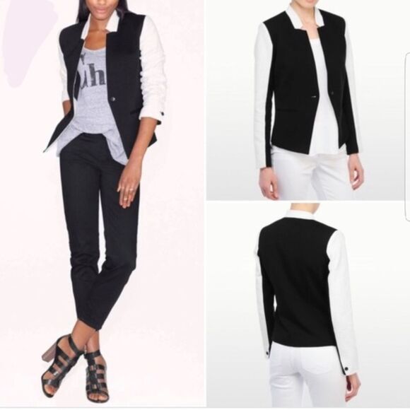 NYDJ black white contrast pointe blazer NWOT - Picture 1 of 8